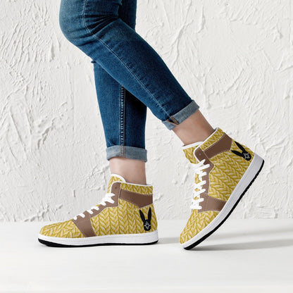 Sunny Acorn Knitted - High-Top Leather Sneakers (Women)