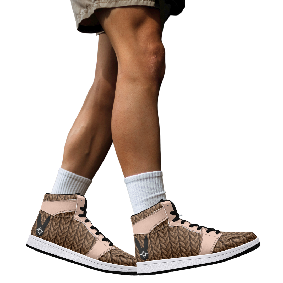 Driftwood Knitted - High-Top Leather Sneakers (Men)