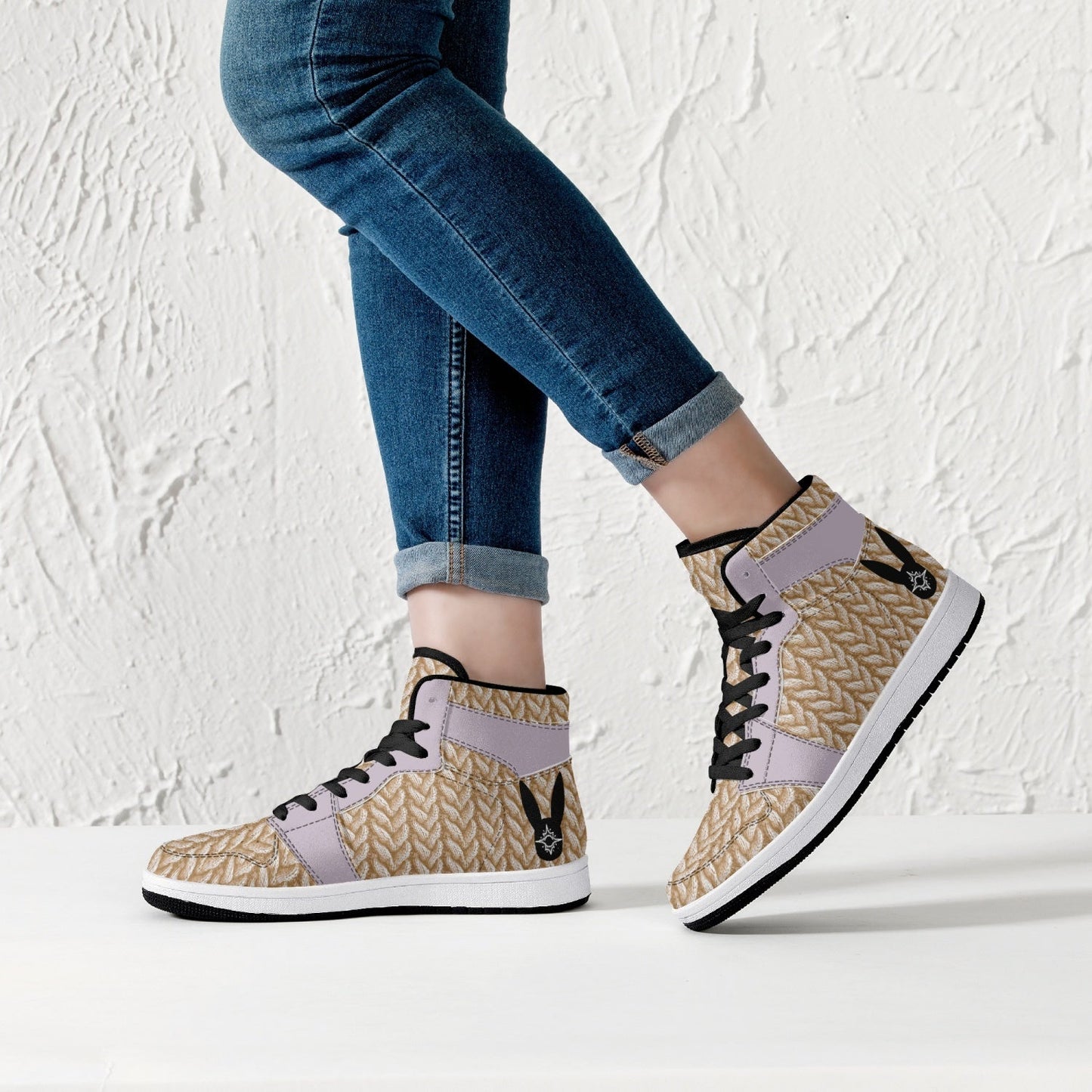 Lilac Luxe Knitted - High-Top Leather Sneakers (Women)