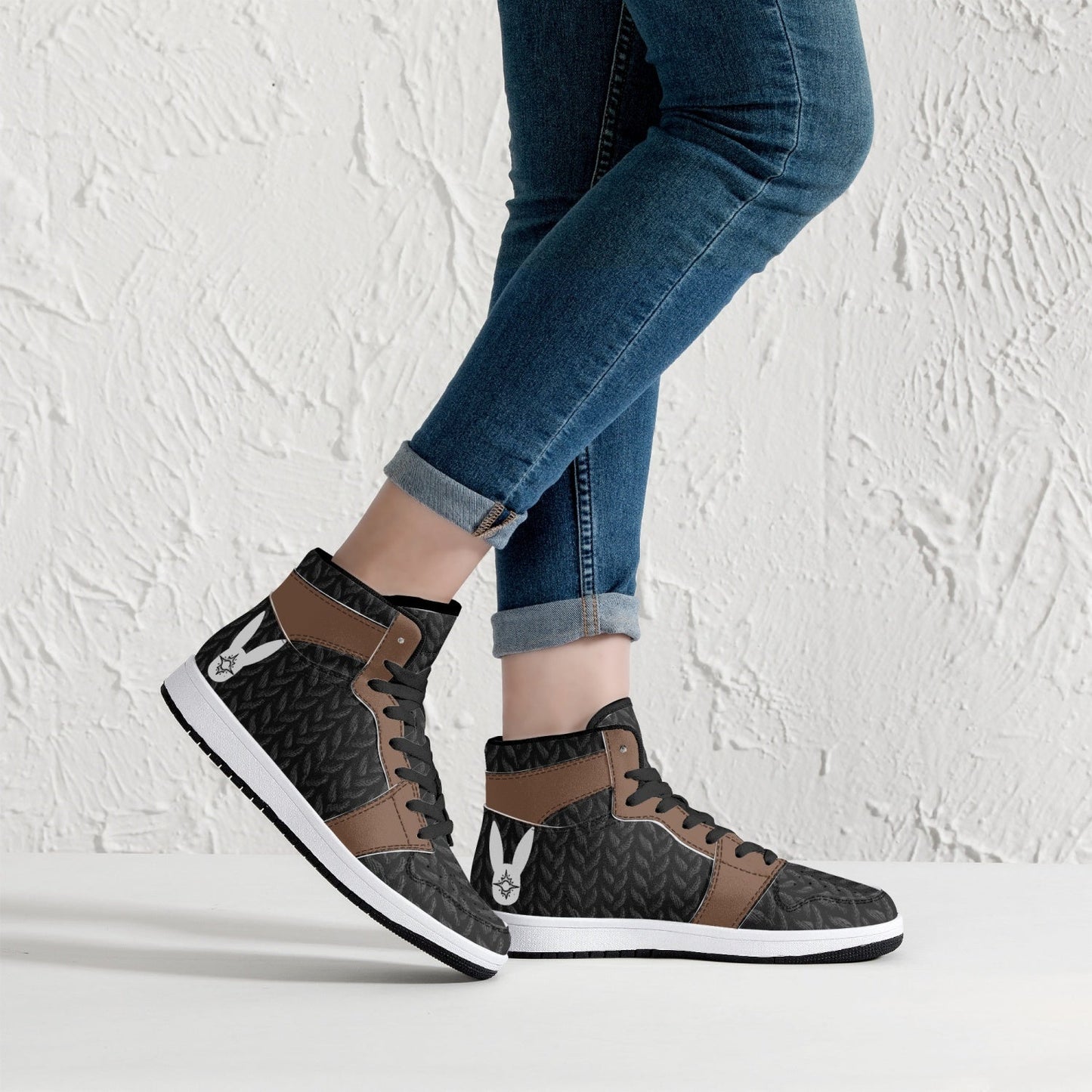 Ebony Knitted - High-Top Leather Sneakers (Women)