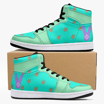 Mint Bubblegum - High-Top Leather Sneakers (Women)