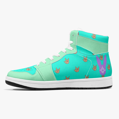 Mint Bubblegum - High-Top Leather Sneakers (Women)