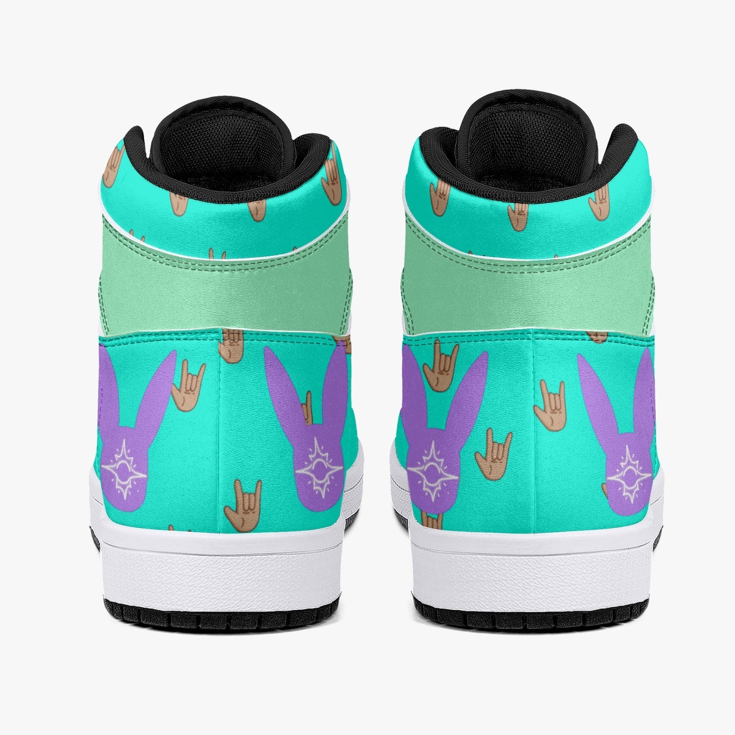 Mint Bubblegum - High-Top Leather Sneakers (Women)