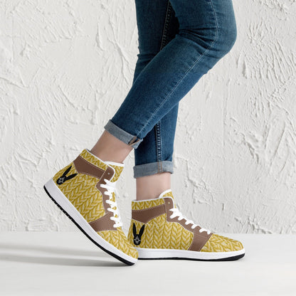 Sunny Acorn Knitted - High-Top Leather Sneakers (Women)