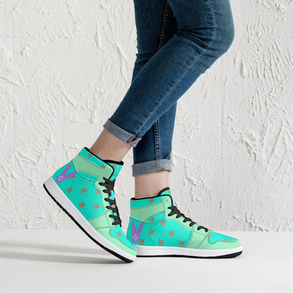 Mint Bubblegum - High-Top Leather Sneakers (Women)