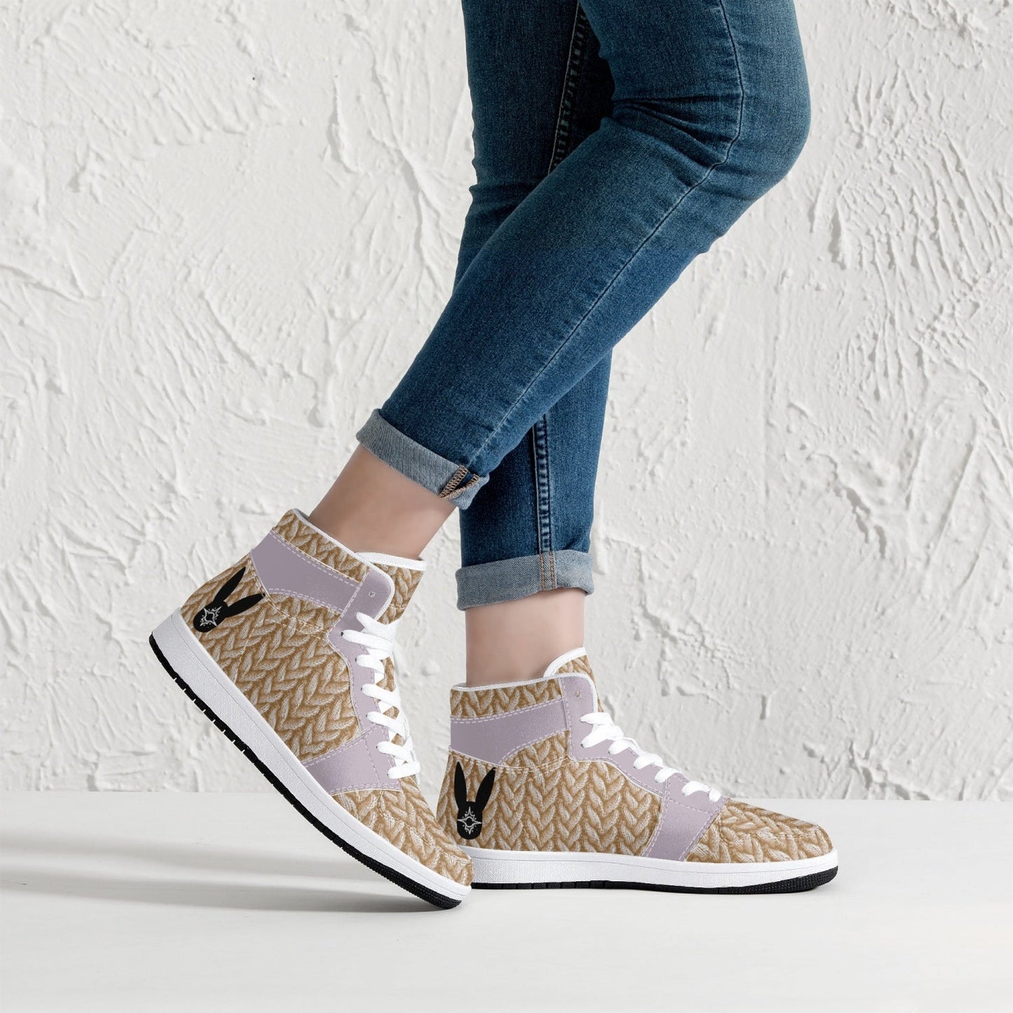 Lilac Luxe Knitted - High-Top Leather Sneakers (Women)