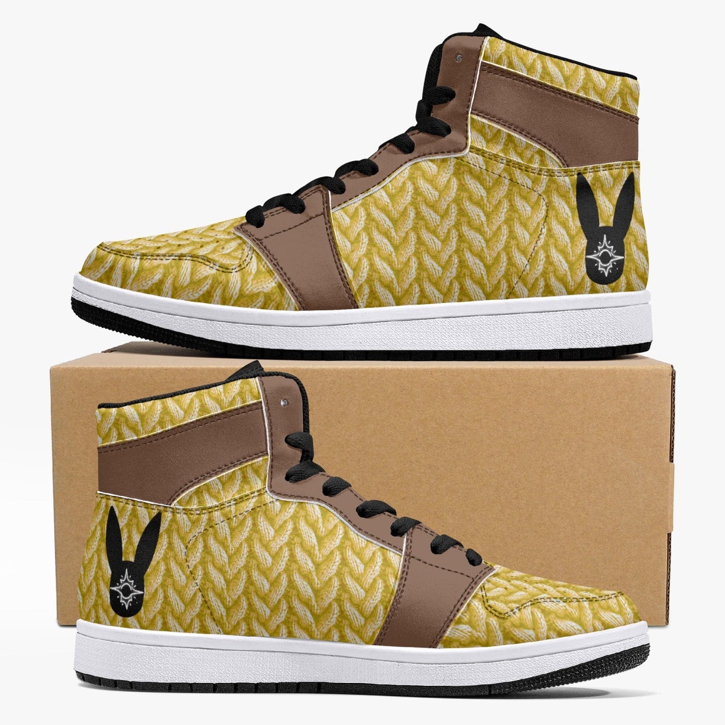 Sunny Acorn Knitted - High-Top Leather Sneakers (Women)