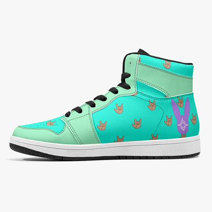 Mint Bubblegum - High-Top Leather Sneakers (Women)