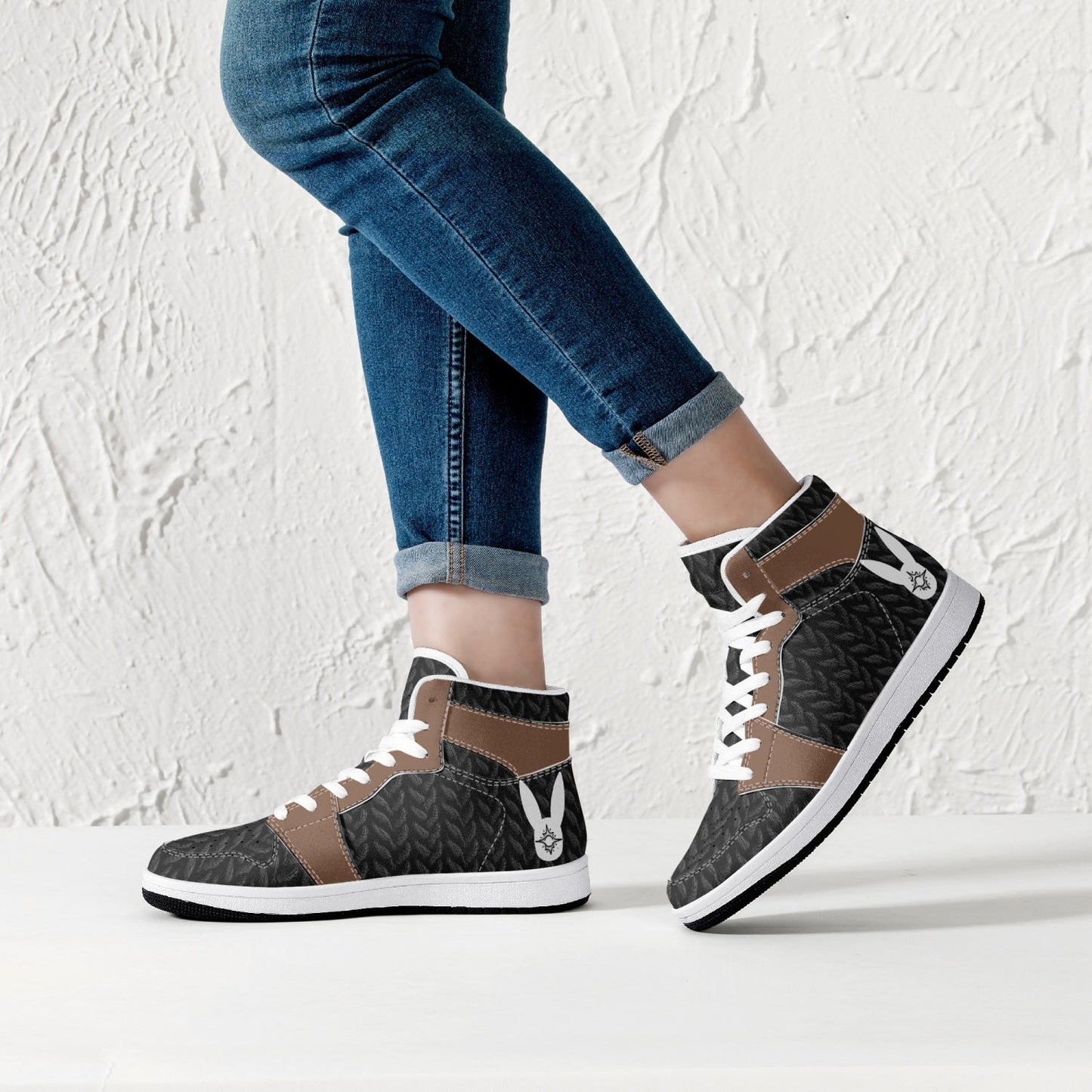 Ebony Knitted - High-Top Leather Sneakers (Women)