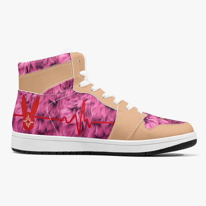 Heartbeat Rhythm in ILY Signs - High-Top Leather Sneakers (Spicy Caramel: Woman)