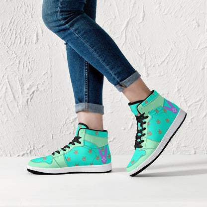 Mint Bubblegum - High-Top Leather Sneakers (Women)