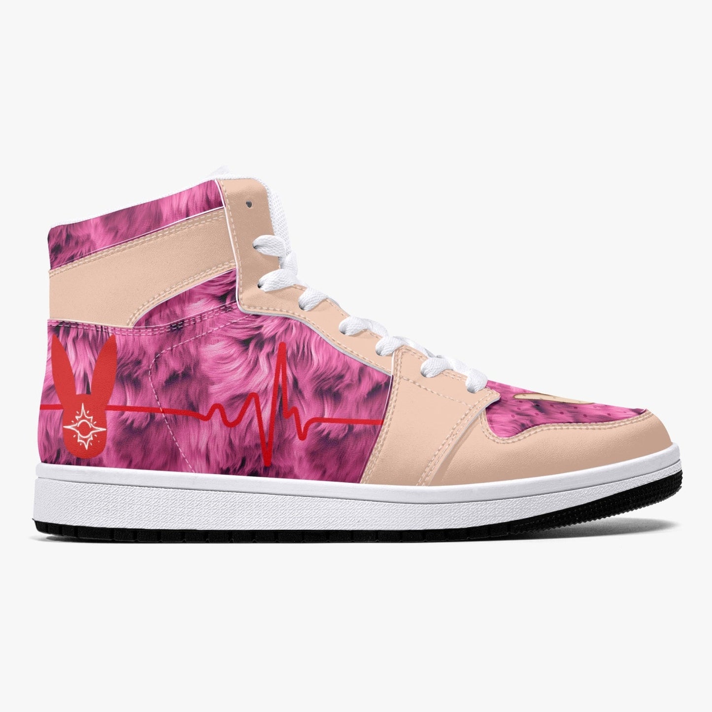 Heartbeat Rhythm in ILY Signs - High-Top Leather Sneakers (White Chocolate: Woman)