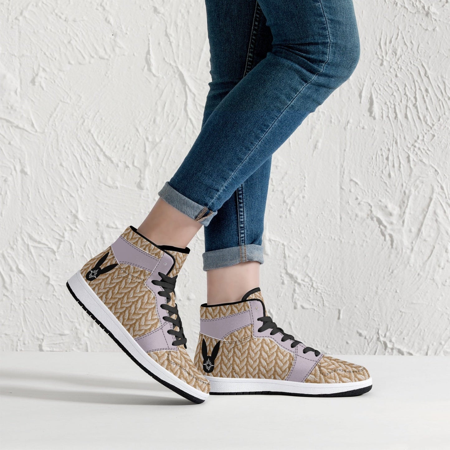 Lilac Luxe Knitted - High-Top Leather Sneakers (Women)