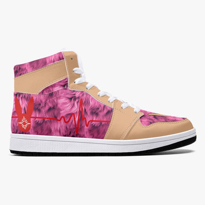 Heartbeat Rhythm in ILY Signs - High-Top Leather Sneakers (Spicy Caramel: Woman)