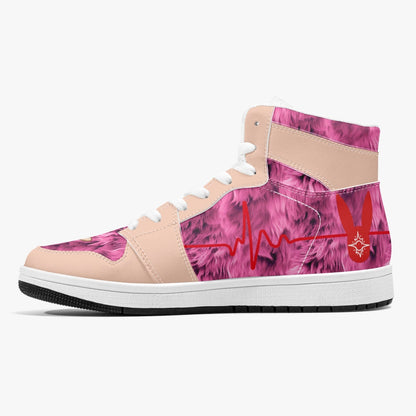 Heartbeat Rhythm in ILY Signs - High-Top Leather Sneakers (White Chocolate: Woman)