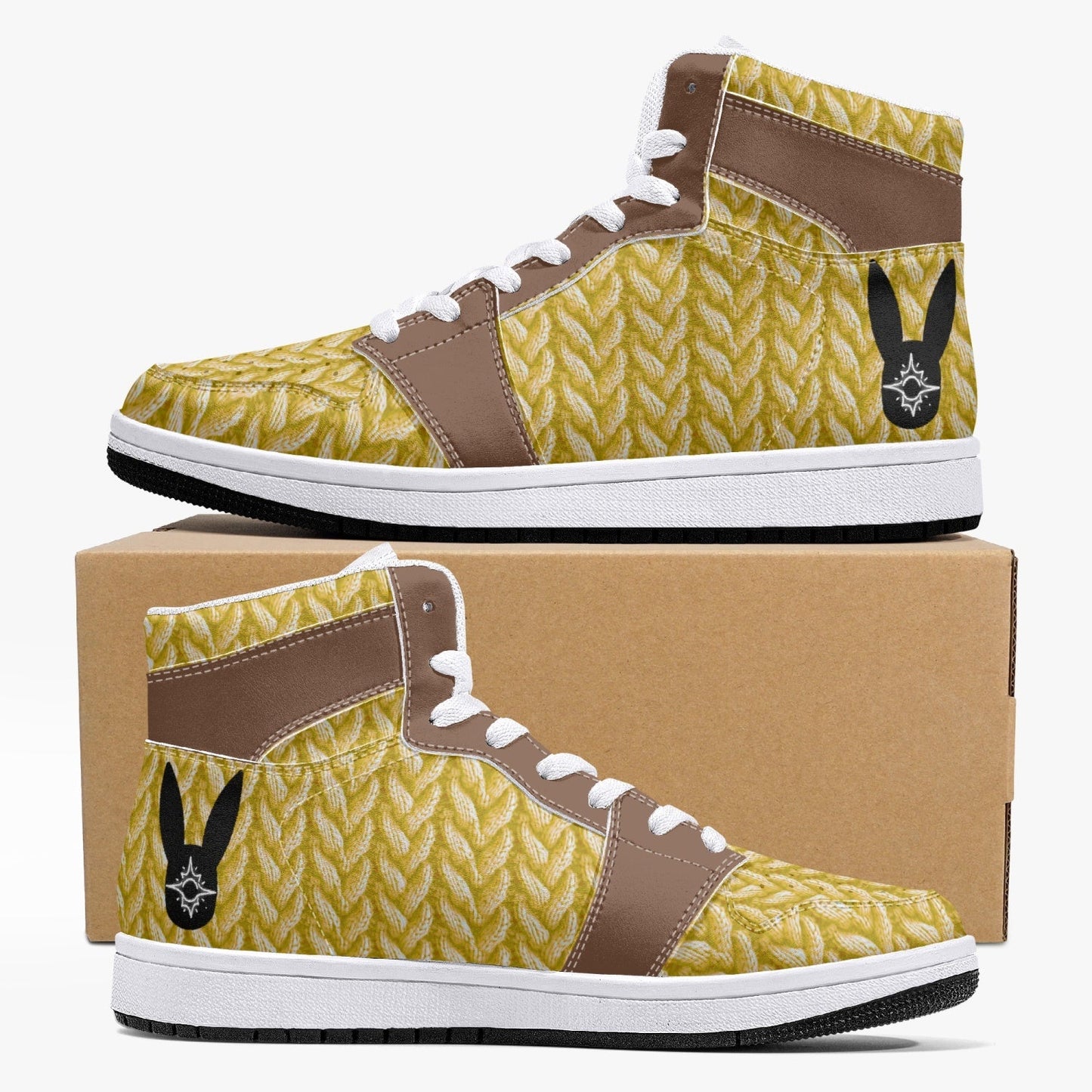 Sunny Acorn Knitted - High-Top Leather Sneakers (Women)